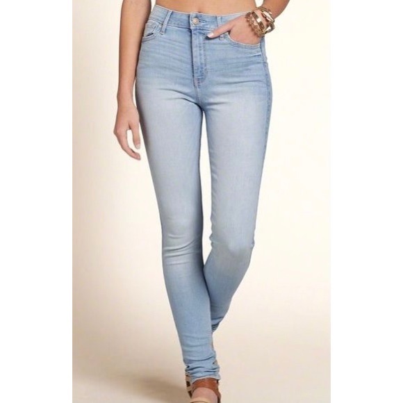 HOLLISTER Light Blue Super Skinny High Rise Jeans